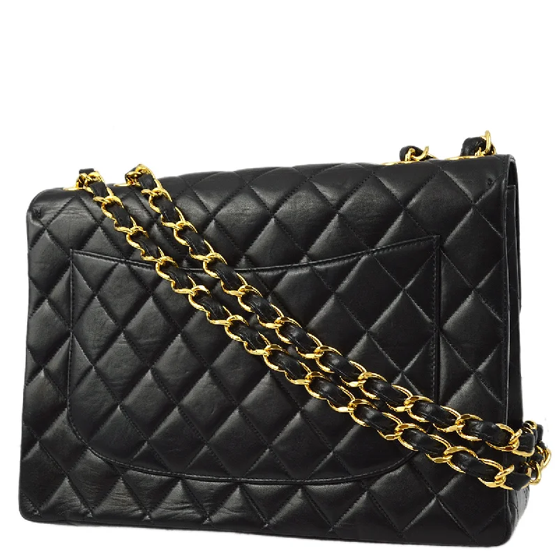 Chanel Vintage Inspired Handbag for Retro LoversChanel 2000-2001 Black Lambskin Jumbo Small CC Classic Flap Bag