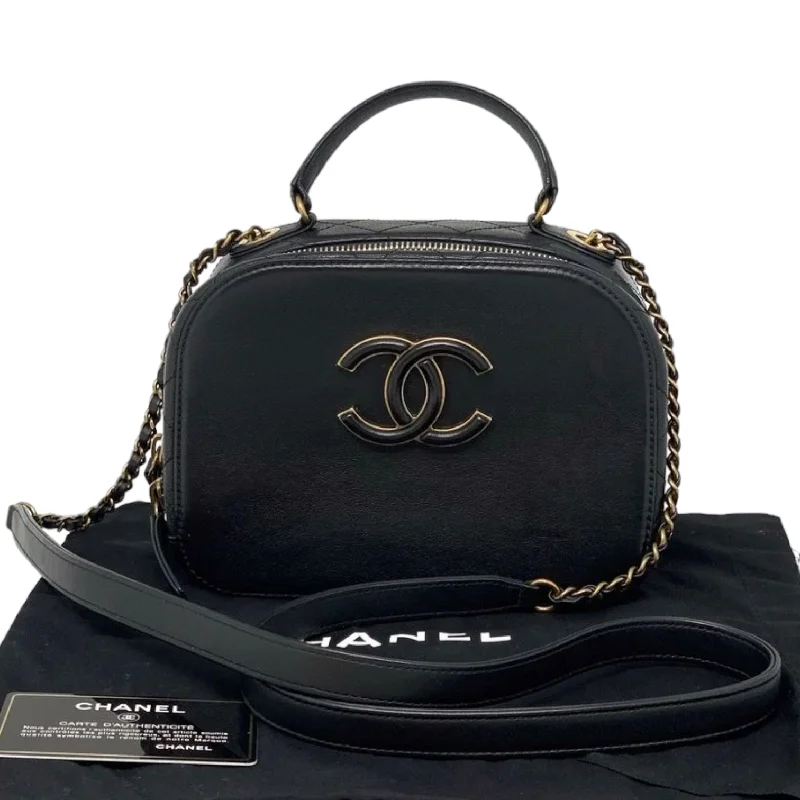 Chanel Quilted Leather Shoulder Bag for FashionistasSmall Coco Curve Vanity Bag Black GHW