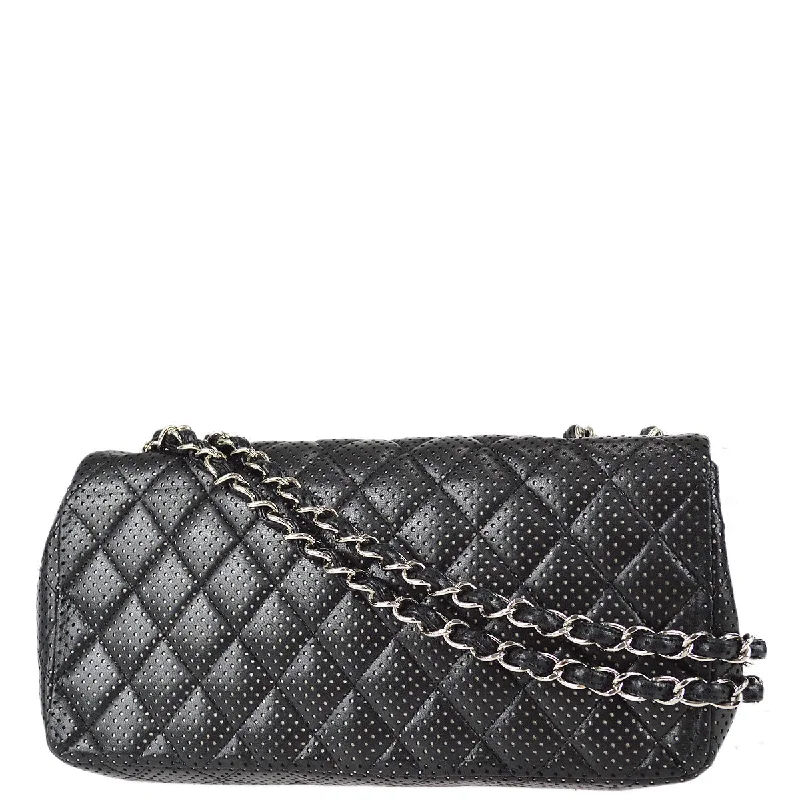 Chanel Luxury Handbag for High - End EventsChanel 2006-2008 Perforated East West Chain Black Lambskin