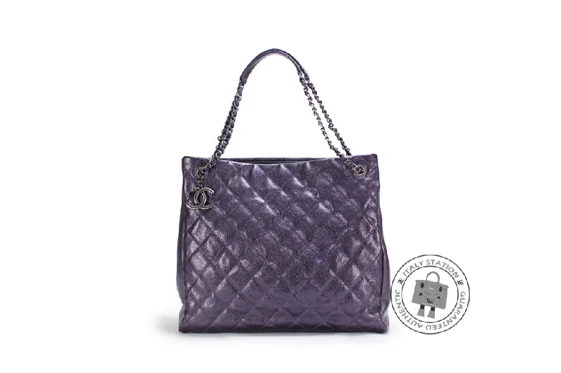 Chanel All - Match Handbag for Versatile StylingChanel A67389 CC Shopping Bag IN Iridescent Metallic Purple  Calfskin Shoulder Bags Bkhw