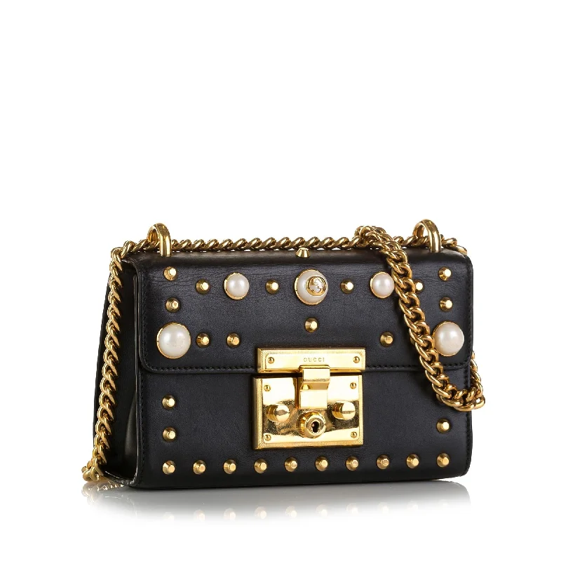 Women Gucci crossbody bags with a keychain holderGucci Pearl Studded Padlock (SHG-yMuRqu)