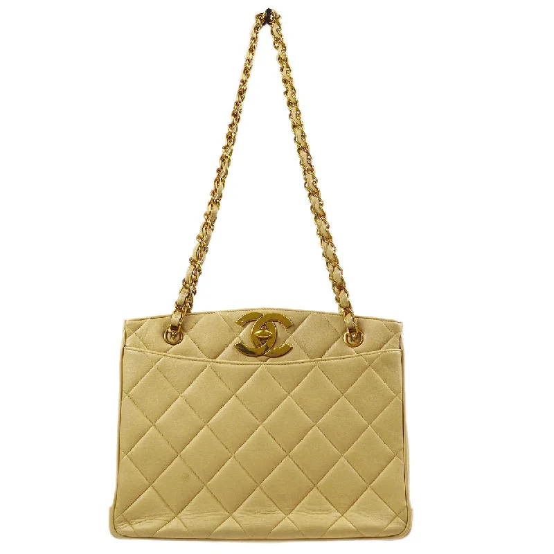 Chanel All - Match Handbag for Versatile StylingCHANEL Big CC Chain Tote Bag Beige Lambskin 71163