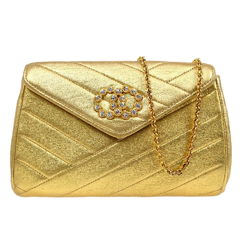 Chanel All - Match Handbag for Versatile StylingCHANEL 1991-1994 Christal & Gold CC Diagonal Evening Bag