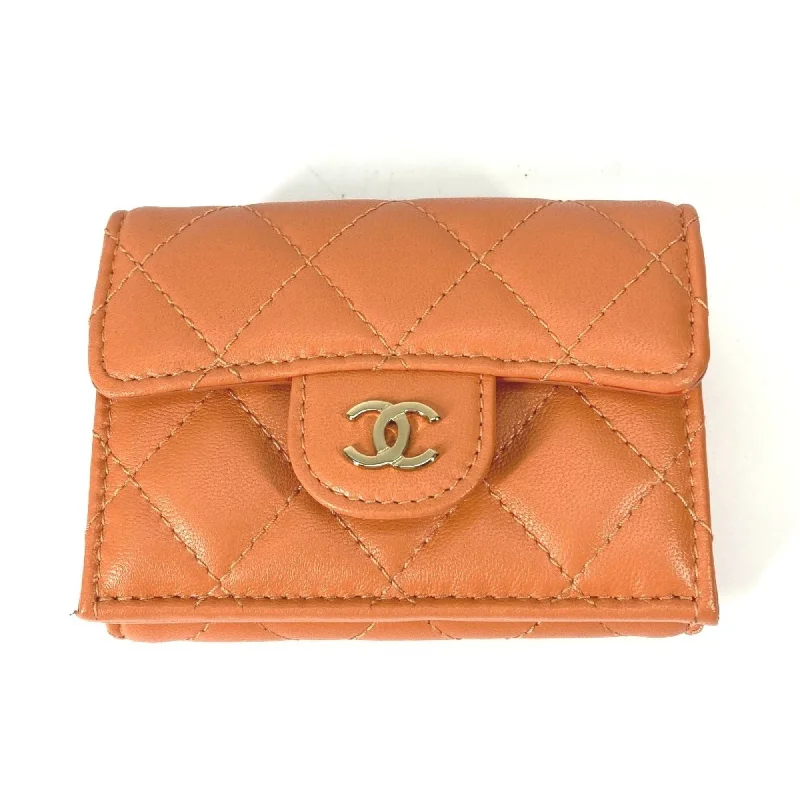 Chanel Luxury Handbag for High - End EventsChanel AP0230 CC Mark Compact wallet Trifold wallet Orange GoldHardware