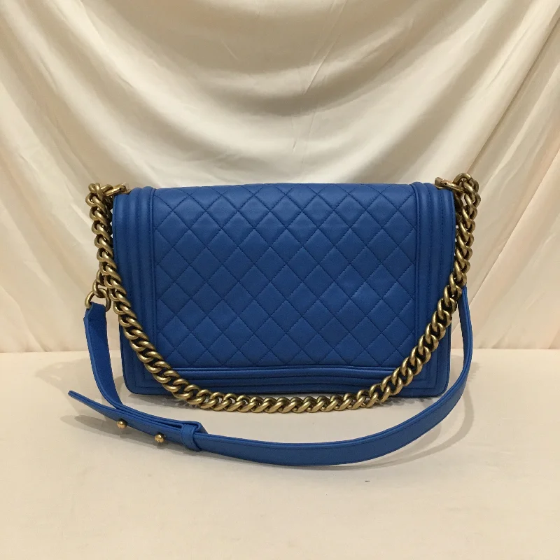 Chanel All - Match Handbag for Versatile StylingChanel Blue Lambskin New Medium Boy Shoulder Bag Sku# 76333