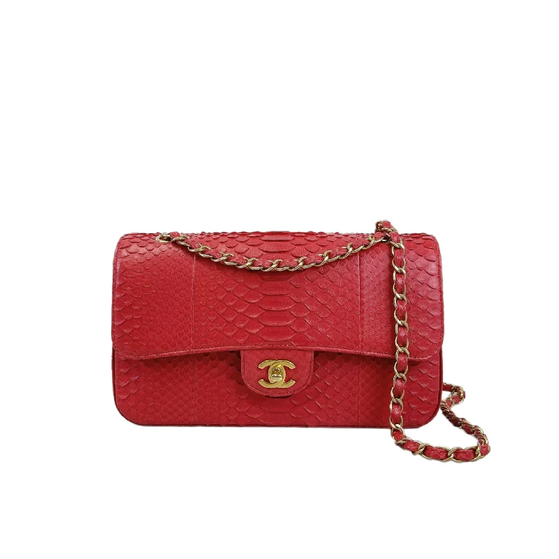 Chanel Luxury Handbag for High - End EventsClassic Flap Medium Bag Python Red GHW