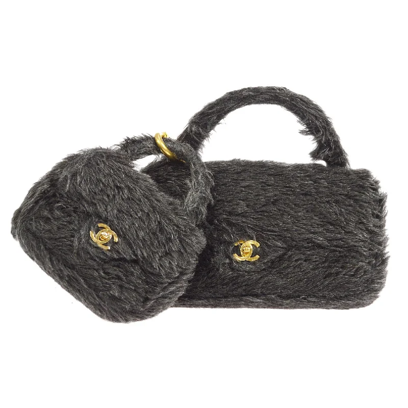 Chanel All - Match Handbag for Versatile StylingCHANEL * 1991-1994 Classic Flap Handbag Set Black Fur