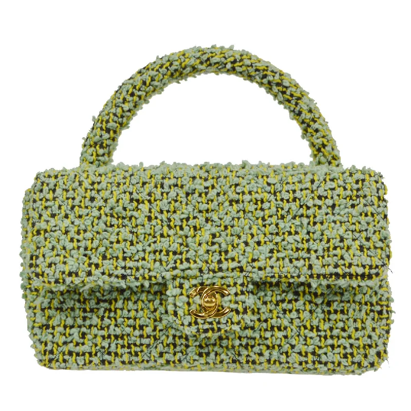 Chanel All - Match Handbag for Versatile StylingCHANEL 1991-1994 Classic Flap Handbag Medium Tweed Green