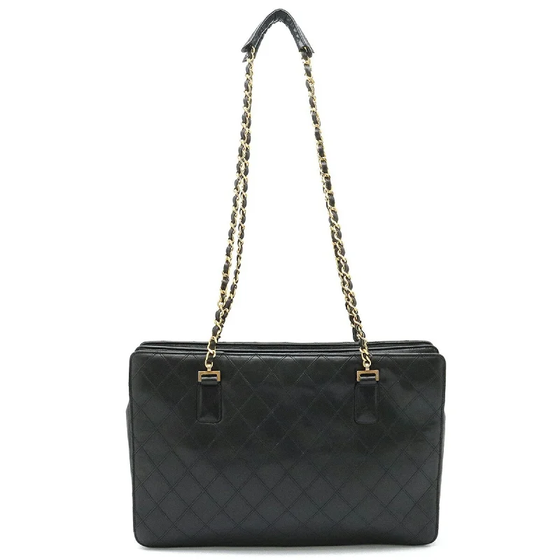 Chanel Luxury Handbag for High - End EventsCHANEL Bicolor Chain Tote Bag Shoulder Leather Black