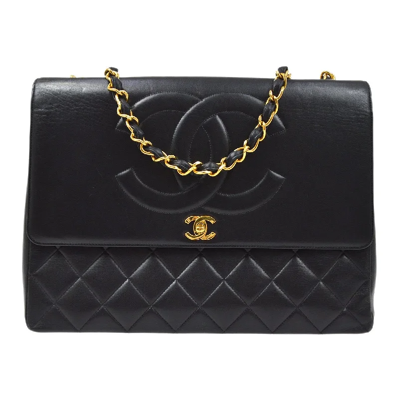 Chanel Classic Flap Bag for Evening PartyChanel 1991-1994 Black Lambskin Maxi Straight CC Flap