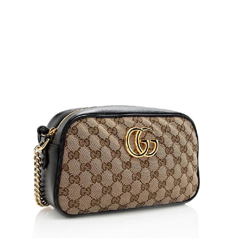 Ladies Gucci shoulder bags with a single - handle designGucci GG Canvas GG Marmont Small Shoulder Bag (SHF-18564)