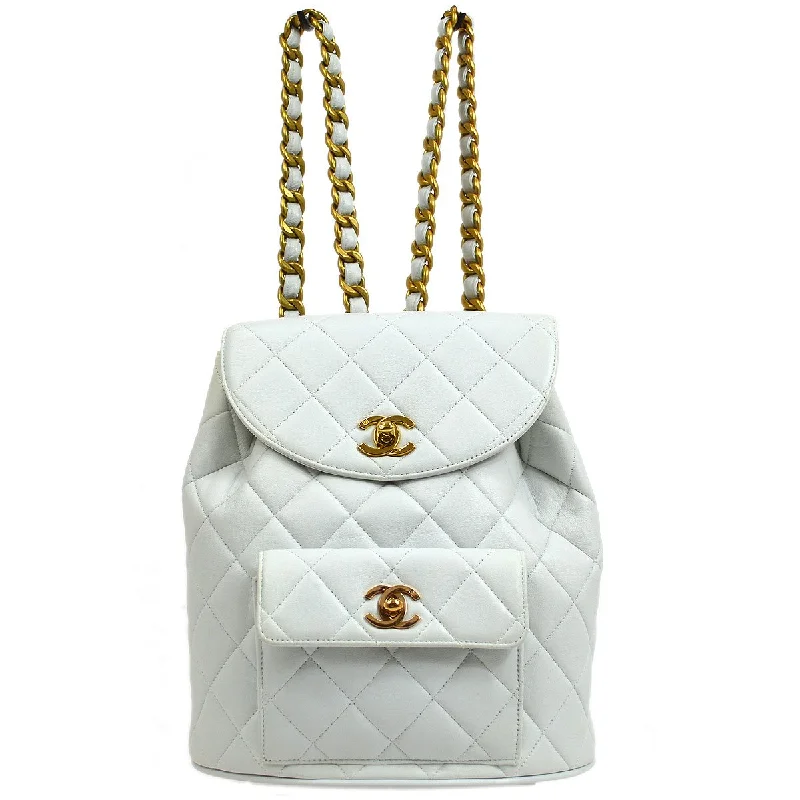 Chanel New Arrival Handbag with Gold HardwareCHANEL * 1994-1996 DUMA Backpack Large White Lambskin