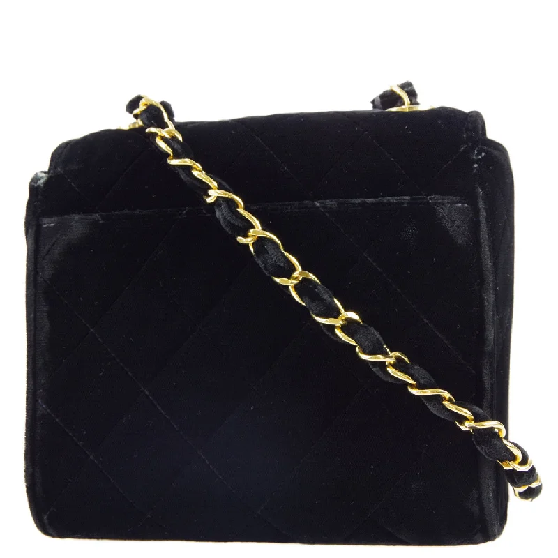 Chanel Quilted Leather Shoulder Bag for FashionistasChanel * 1991-1994 Black Velvet Straight Flap Shoulder Bag