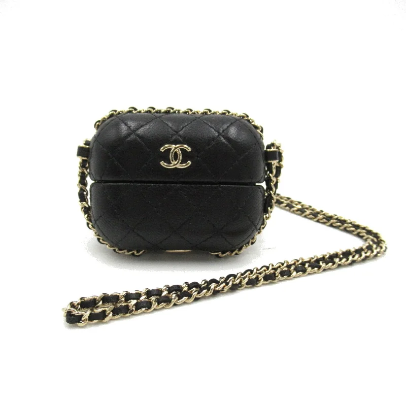 Chanel Limited Edition Handbag for CollectorsCHANEL Airpods Case Shoulder Bag Lambskin (Sheepskin) Women's Black AP2207