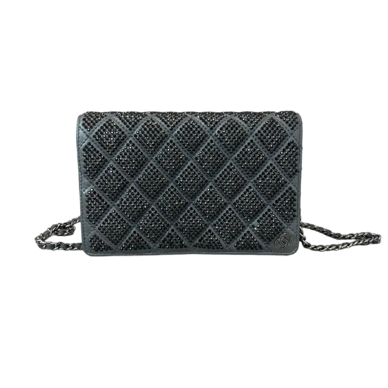 Chanel Limited Edition Handbag for CollectorsCrystal Quilted Wallet On Chain WOC Dark Blue SHW