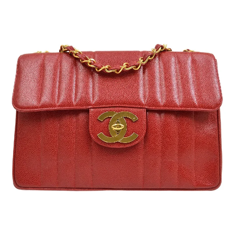 Chanel Classic Flap Bag for Evening PartyChanel * 1991-1994 Red Caviar Skin Vertical Classic Flap Jumbo