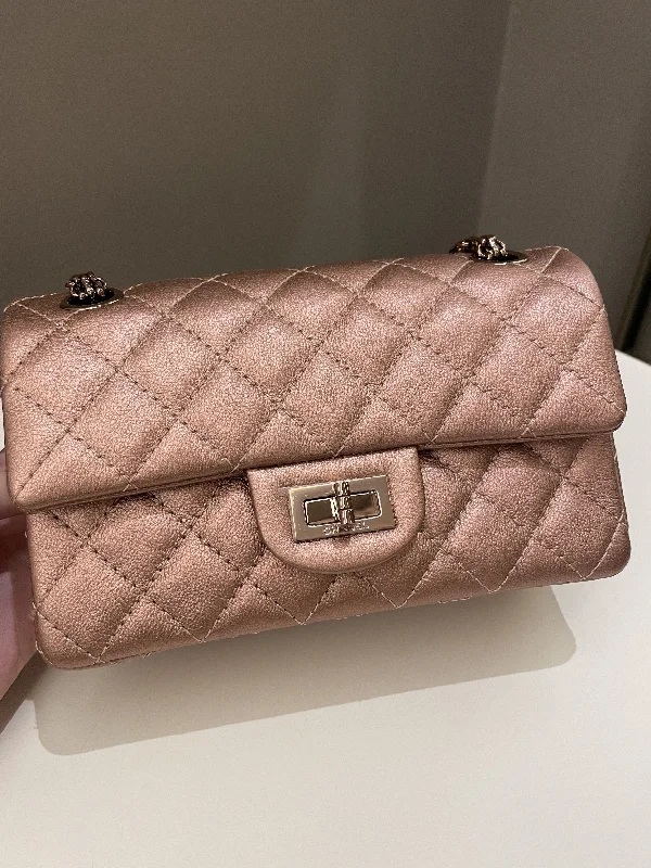 Chanel Designer Handbag with Unique DesignChanel Classic 2.55 Quilted Mini Reissue Rose Gold Calfskin