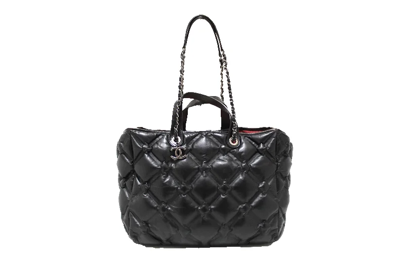 Chanel Medium Tote Bag for Office LadiesChanel Black Bubble Quilted Lambskin Leather Large Tote