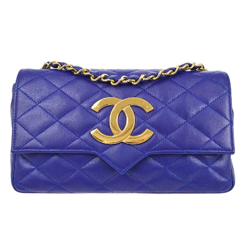 Chanel Limited Edition Handbag for CollectorsCHANEL 1989-1991 Blue Lambskin Pointed Flap Mini