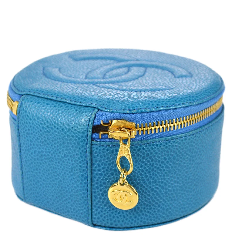 Chanel Small Crossbody Bag for TravelChanel 1994-1996 Light Blue Caviar Jewelry Case Pouch