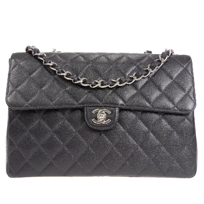 Chanel New Arrival Handbag with Gold HardwareChanel 2000-2001 Classic Flap Jumbo SHW Black Caviar