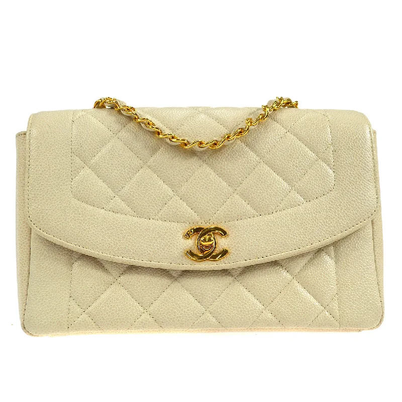 Chanel Luxury Handbag for High - End EventsCHANEL * 1996-1997 Tall Diana Flap Medium Ivory Caviar