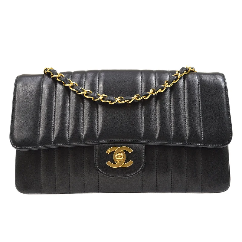 Chanel Chain Strap Handbag for Everyday UseChanel 1991-1994 Black Lambskin Medium Vertical Stitch Classic Single Flap Bag