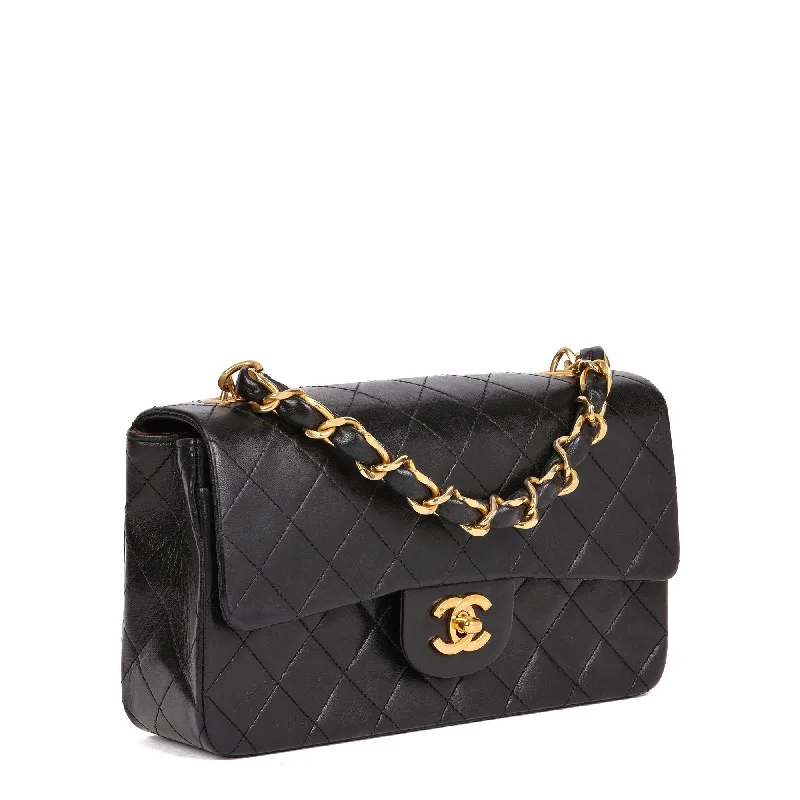 Chanel Quilted Leather Shoulder Bag for FashionistasChanel Black Quilted Lambskin Vintage Small Top Handle Classic Single Flap Bag Top Handle Bag