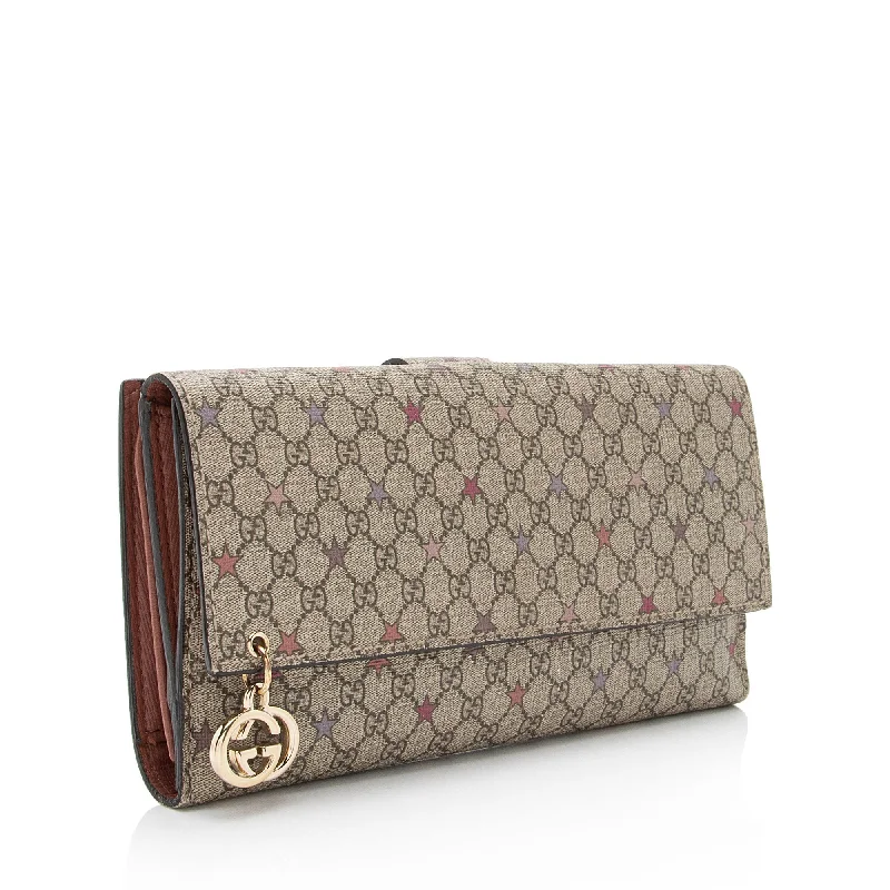 Women Gucci bags with a detachable mirror insideGucci Micro GG Supreme Stars Continental Wallet (SHF-JX6vJI)