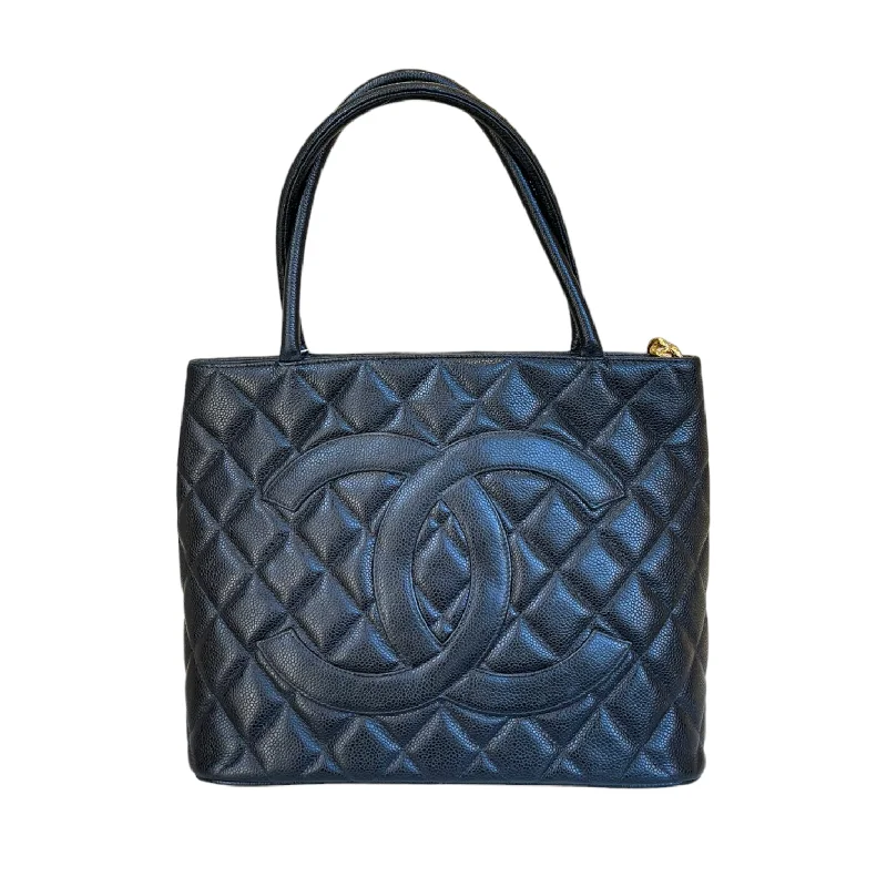 Chanel Colorful Handbag for Spring OutfitsCaviar Quilted Vintage Medallion Tote Black GHW