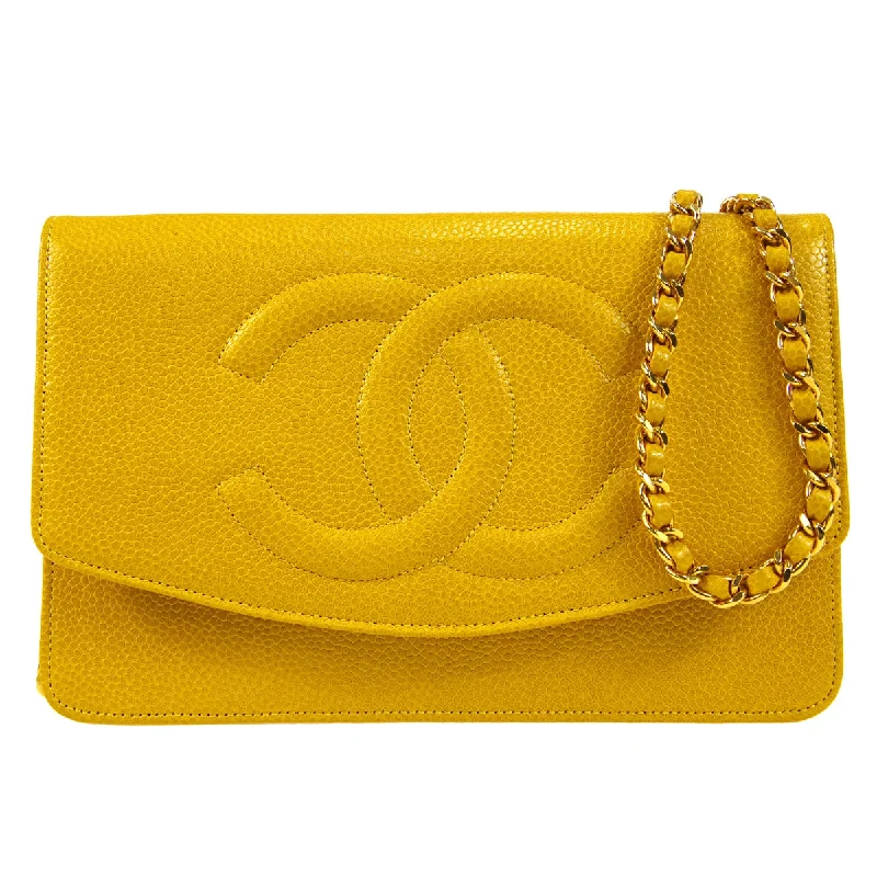 Chanel Black Handbag for Business MeetingsChanel 1997-1999 Yellow Caviar Timeless WOC Wallet on Chain