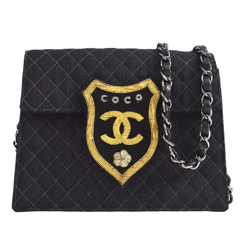 Chanel Colorful Handbag for Spring OutfitsCHANEL * 2005 Emblem Shoulder Bag Mini Black Canvas