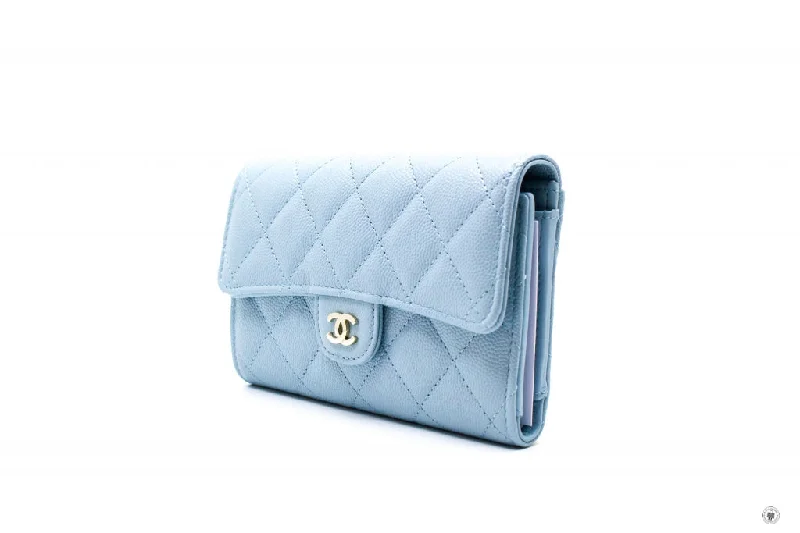 Chanel Chain Strap Handbag for Everyday UseChanel AP0232Y33352 Classic Flap Wallet Baby Blue   NG752 Caviar Short Wallet Shw