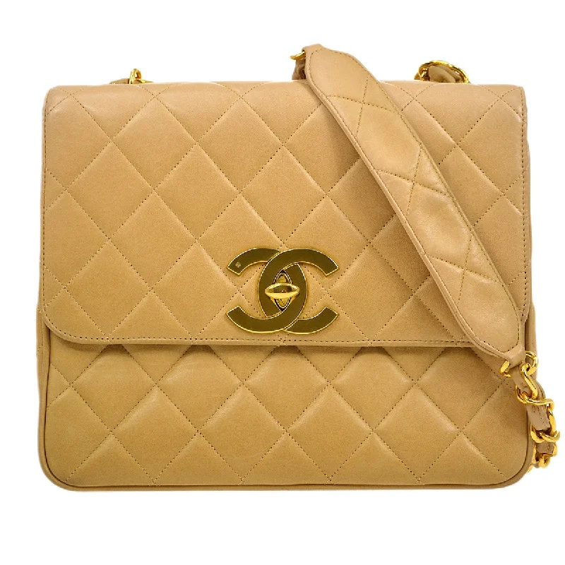 Chanel Medium Tote Bag for Office LadiesChanel 1994-1996 Beige Lambskin Straight Flap Medium