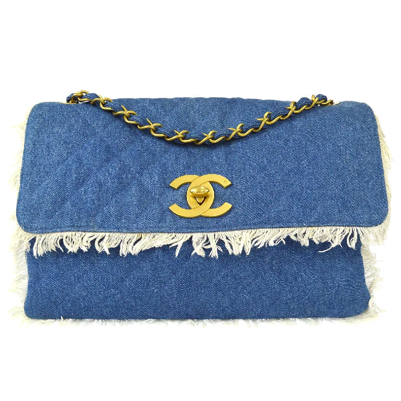 Chanel All - Match Handbag for Versatile StylingChanel 1991-1994 Classic Flap Maxi Chain Shoulder Bag Indigo Denim