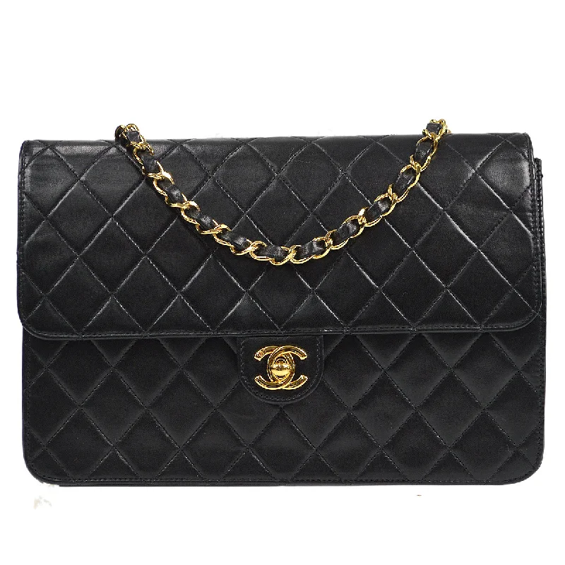 Chanel All - Match Handbag for Versatile StylingChanel 2000-2001 Turnlock Half Flap Medium Black Lambskin