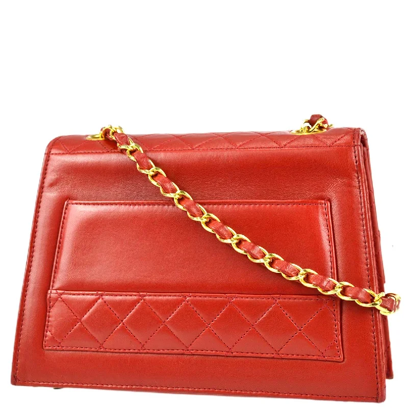 Chanel Lightweight Handbag for Daily ErrandsChanel 1989-1991 Red Lambskin Straight Flap Shoulder Bag