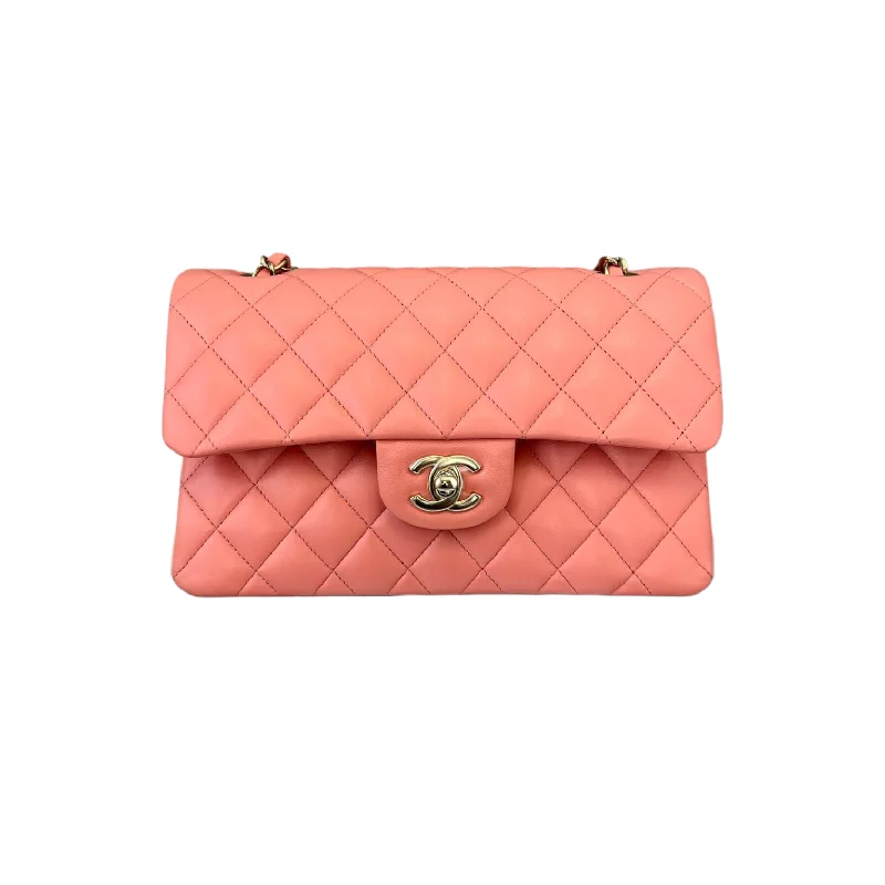 Chanel Quilted Leather Shoulder Bag for FashionistasSmall Double Flap Lambskin Quilted Pink GHW