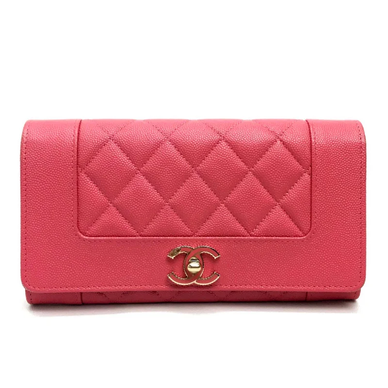 Chanel Designer Handbag with Unique DesignChanel A80971 CC Mark Two fold Long Wallet pink