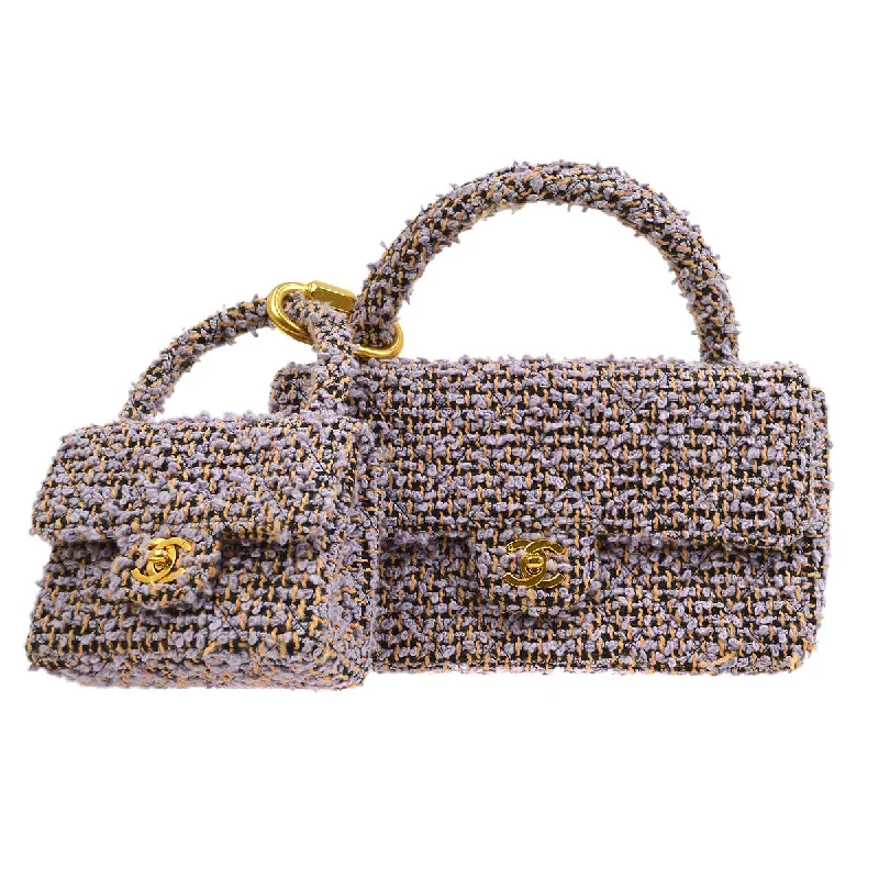 Chanel Classic Flap Bag for Evening PartyCHANEL * 1994 Tweed Top Handle Bag Set