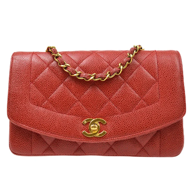 Chanel New Arrival Handbag with Gold HardwareCHANEL 1991-1994 Red Caviar Diana Small