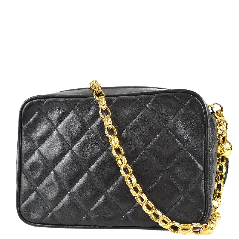 Chanel Quilted Leather Shoulder Bag for FashionistasChanel 1991-1994 Black Lambskin Mini Pocket Camera Bag