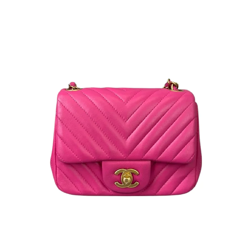 Chanel Medium Tote Bag for Office LadiesSquare Mini Quilted Chevron Pink GHW