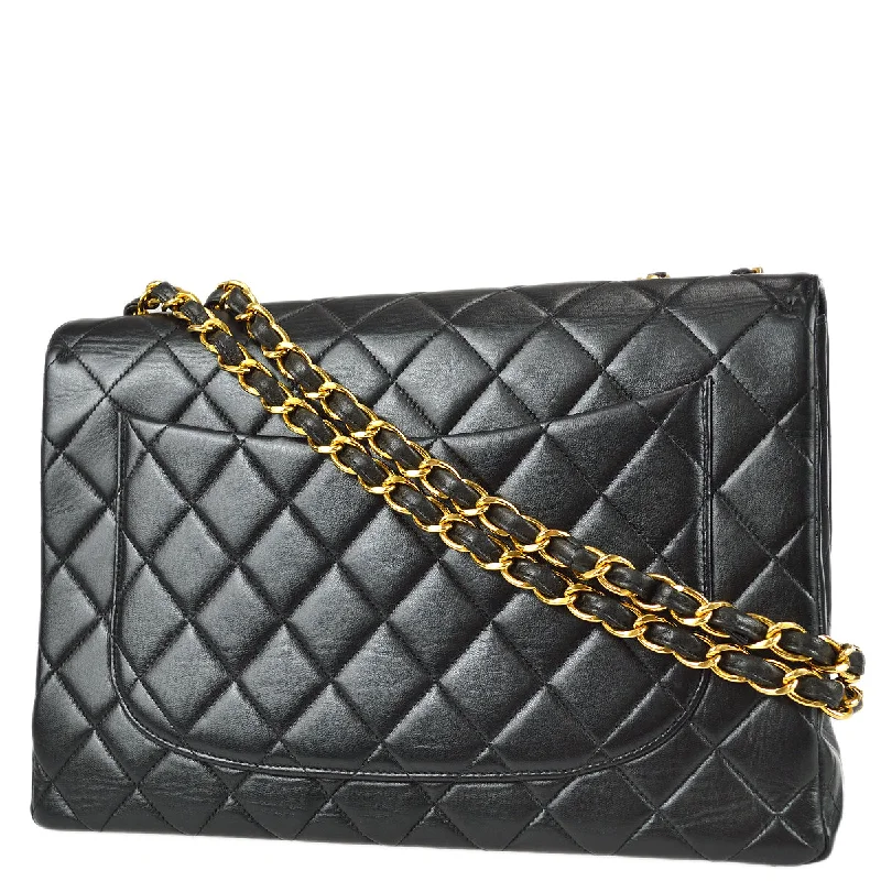 Chanel Classic Flap Bag for Evening PartyChanel 1996-1997 Medium CC Classic Flap Jumbo Black Lambskin