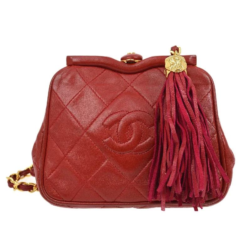 Chanel Lightweight Handbag for Daily ErrandsChanel 1989-1991 Red Lambskin Belt Bag