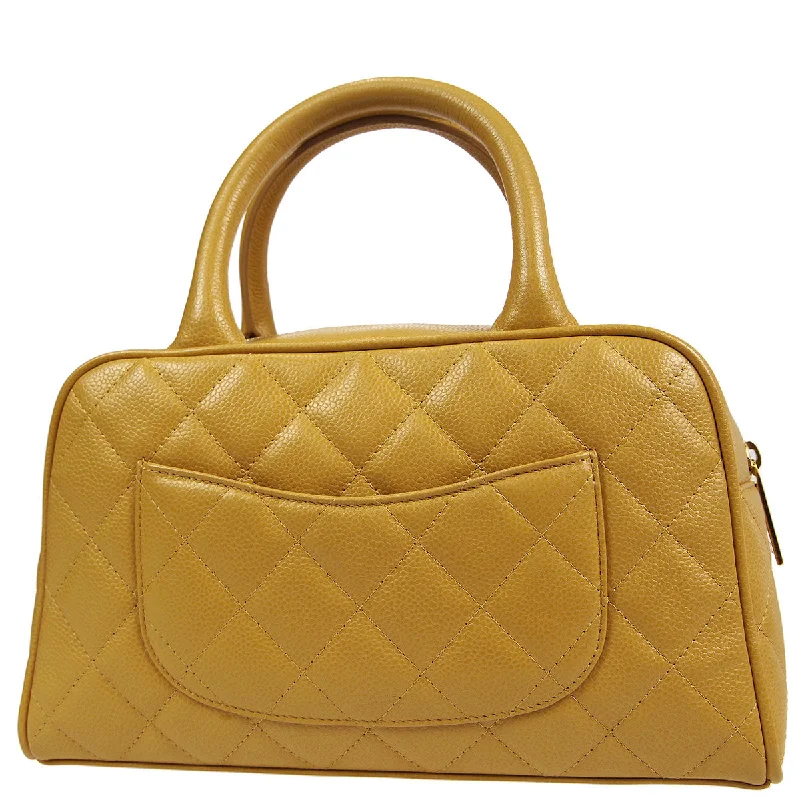 Chanel All - Match Handbag for Versatile StylingChanel 2003-2004 Beige Caviar Bowling Bag 27