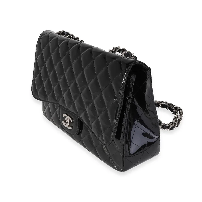 Chanel Small Crossbody Bag for TravelChanel Black Quilted Patent Leather Jumbo Classic Single Flap Bag