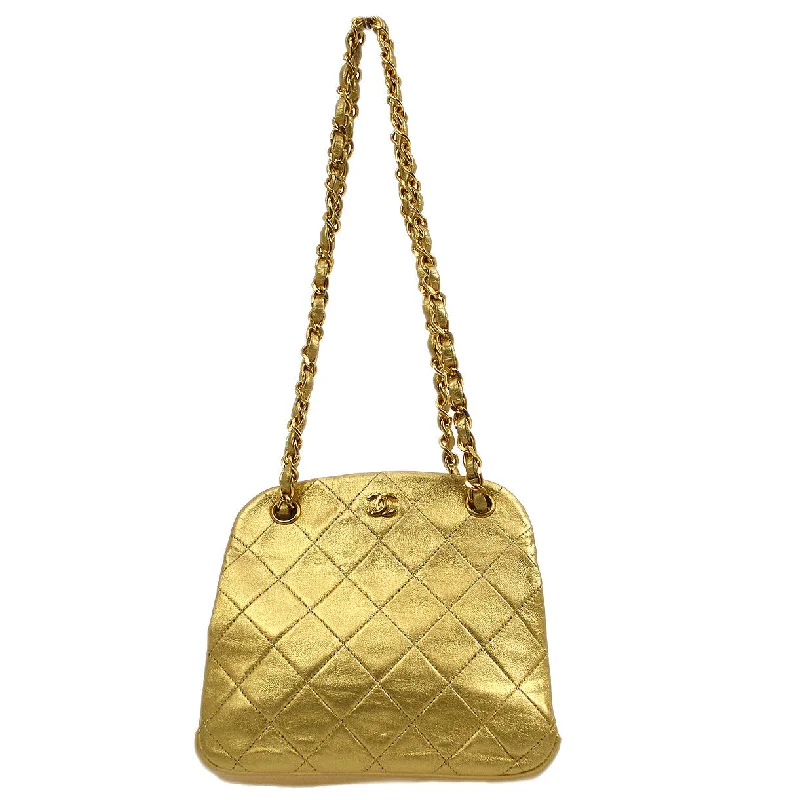 Chanel Chain Strap Handbag for Everyday UseChanel 1989-1991 Gold Lambskin Chain Shoulder Bag