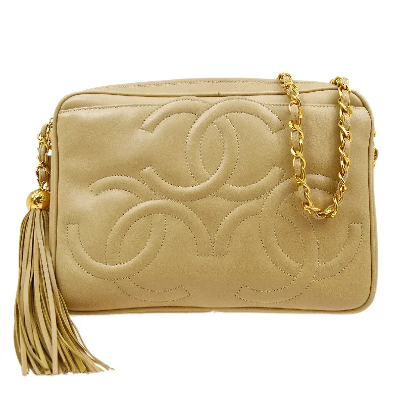 Chanel All - Match Handbag for Versatile StylingCHANEL 1994-1996 Triple CC Camera Bag Small Beige Lambskin