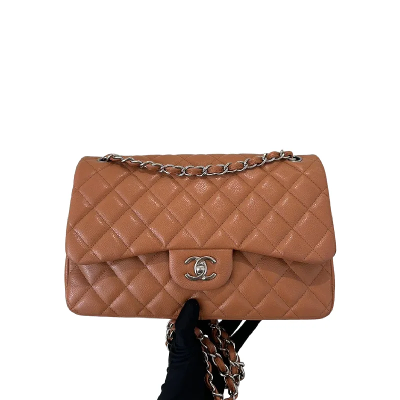 Chanel Vintage Inspired Handbag for Retro LoversCaviar Quilted Jumbo Double Flap Caramel SHW